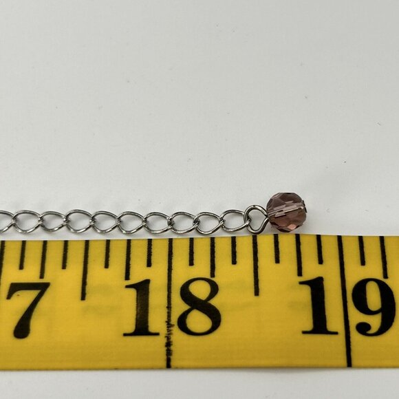 Necklace Handblown 3D Flower Pendant Purple Shimmer Faceted Spacers 18" - Picture 8 of 8